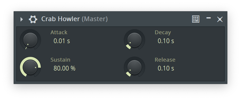 Parameter UI provided by the DAW